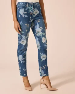 Jeans mit Blumen-Print