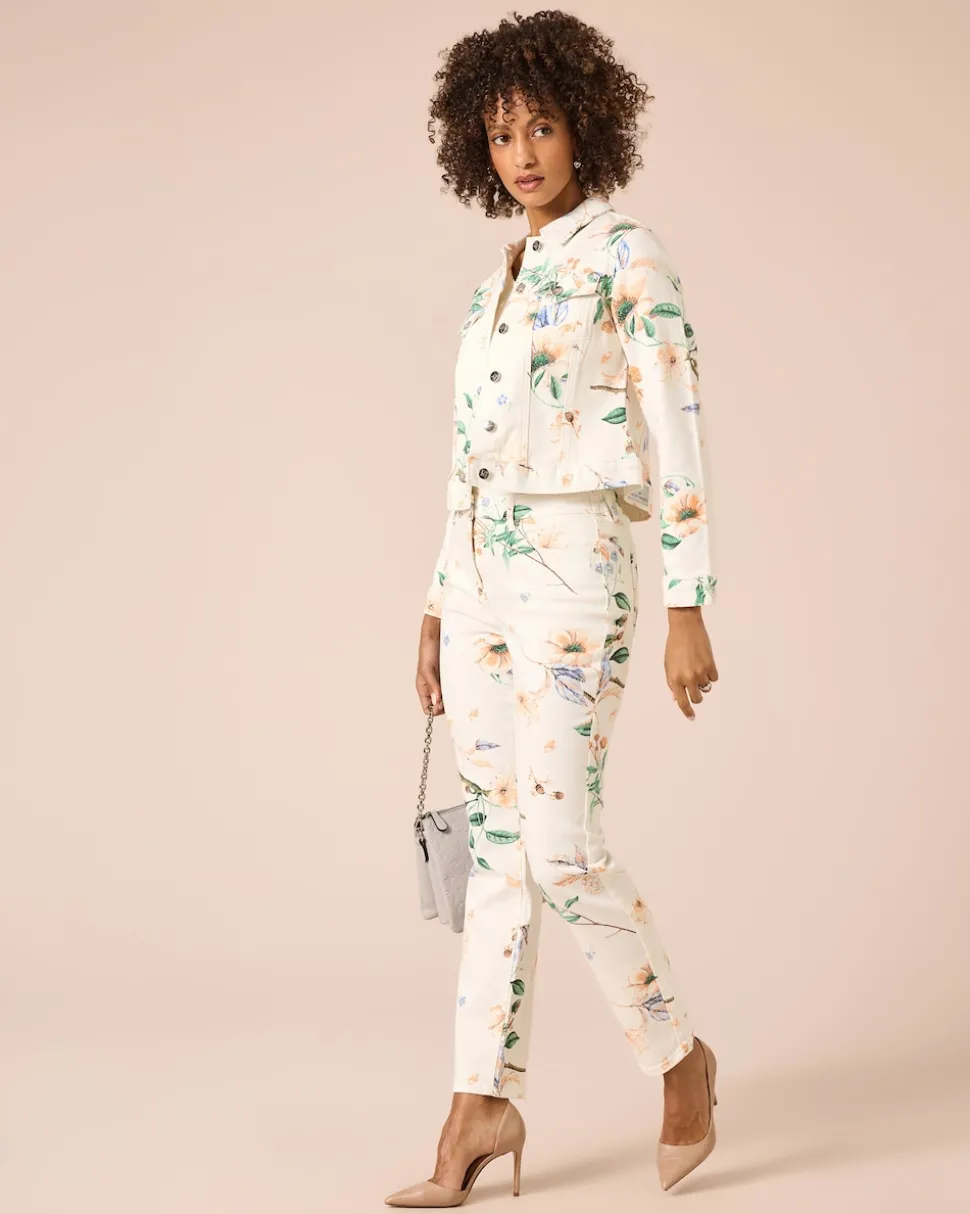 Jeans mit Blumen-Print