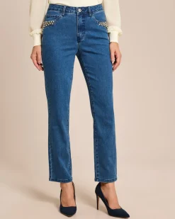 Jeans mit Perlendeko