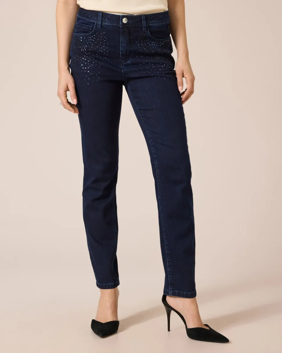 Jeans mit Stickerei und Pailletten