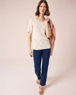 Kurzarmpullover mit Ajourmuster