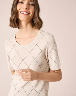 Kurzarmpullover mit Ajourmuster