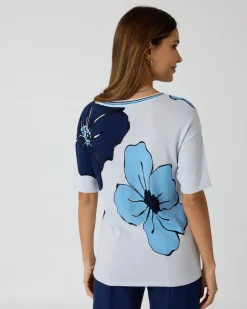Kurzarmpullover mit Blumendruck