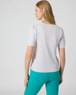 Kurzarmpullover mit Glanzgarn