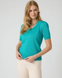 Kurzarmpullover mit Glanzgarn
