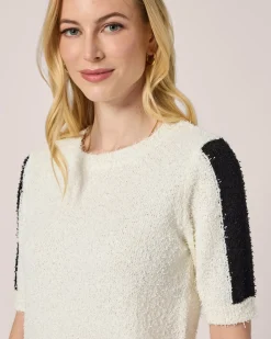 Kurzarm-Pullover mit Kontrast-Detail