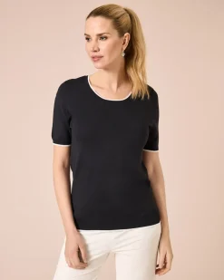 Kurzarm-Pullover mit Kontrasteinsatz