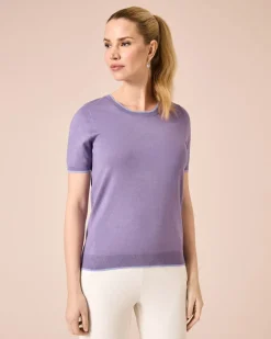 Kurzarm-Pullover mit Kontrasteinsatz