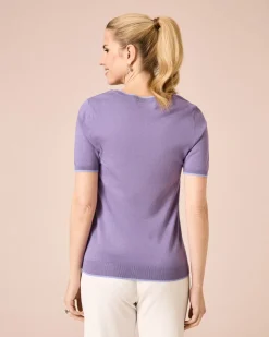 Kurzarm-Pullover mit Kontrasteinsatz