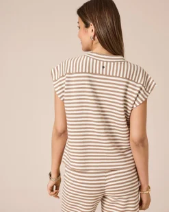 Kurzarmpullover mit Streifen