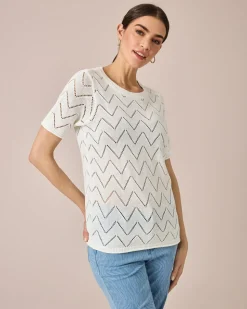Kurzarmpullover mit Zick-Zack-Muster