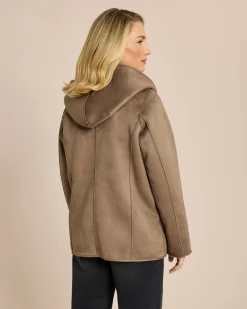 Kurzmantel zum Wenden in Shearling-Optik