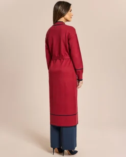 Langer Cardigan mit Kontrast Details