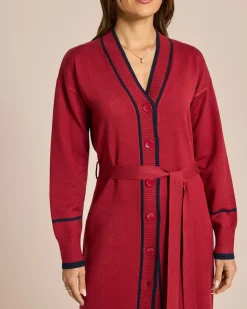 Langer Cardigan mit Kontrast Details