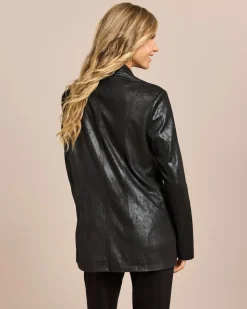 Lederimitatjacke mit Bikerelementen