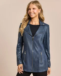 Lederimitatjacke mit Bikerelementen
