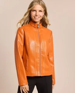 Lederimitatjacke mit Flechtdetails