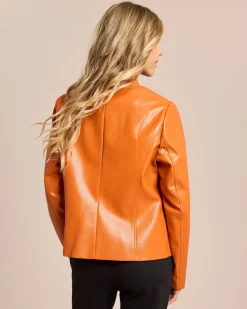 Lederimitatjacke mit Flechtdetails