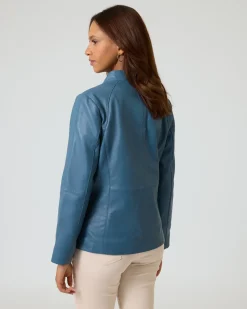 Lederjacke mit bedrucktem Futter