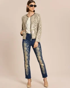 Lederjacke mit Snakeprint
