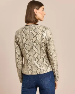 Lederjacke mit Snakeprint