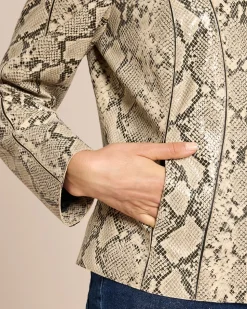 Lederjacke mit Snakeprint