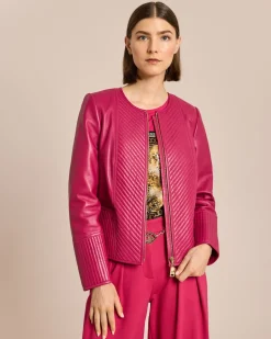 Lederjacke mit Steppung