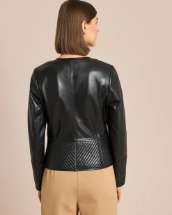 Lederjacke mit Steppung
