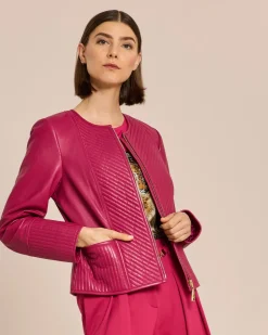 Lederjacke mit Steppung