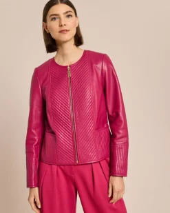 Lederjacke mit Steppung
