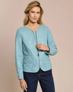 Lederjacke mit Stickerei