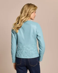 Lederjacke mit Stickerei