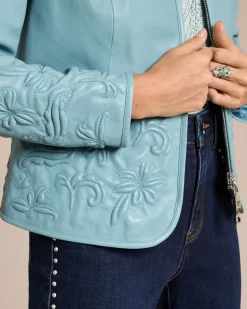 Lederjacke mit Stickerei