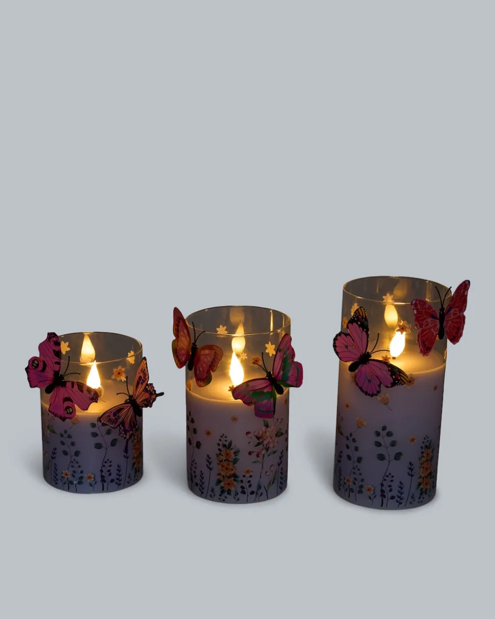 3 LED-Glaskerzen "Frühling"