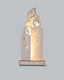 LED-Holzdekoration "Glitzerkerze"