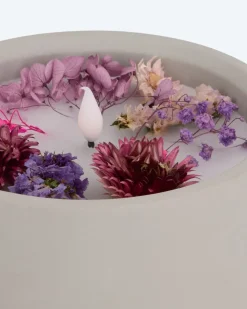 LED-Kerze Zement mit Blumen, klein