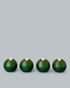 LED-Kugelkerzen in Metallic-Glitzer, 4tlg.
