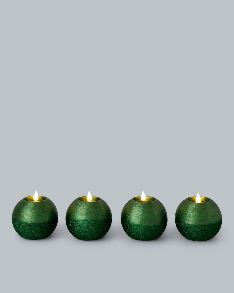 LED-Kugelkerzen in Metallic-Glitzer, 4tlg.