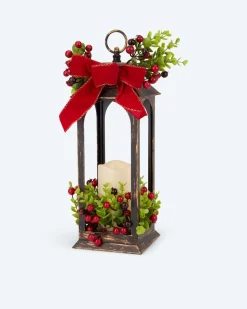 LED-Laterne mit Beeren-Deko