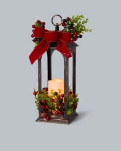LED-Laterne mit Beeren-Deko