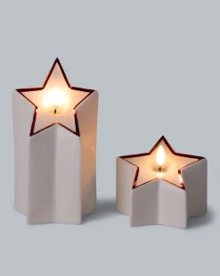 LED-Porzellankerzen in Sternform, 2tlg.