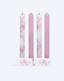 4 LED-Stabkerzen "floral" mit Geschenkbox