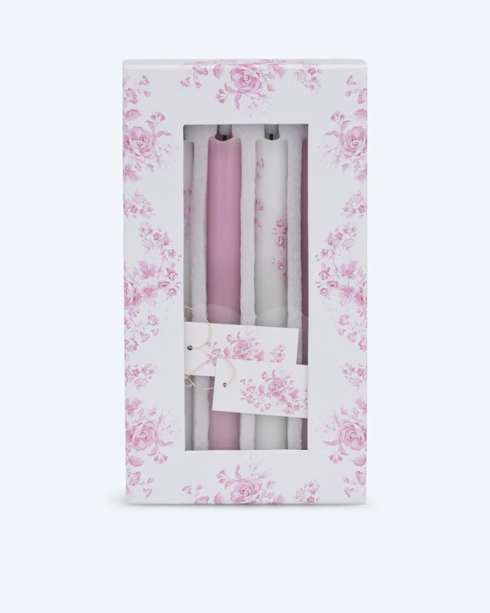 4 LED-Stabkerzen "floral" mit Geschenkbox
