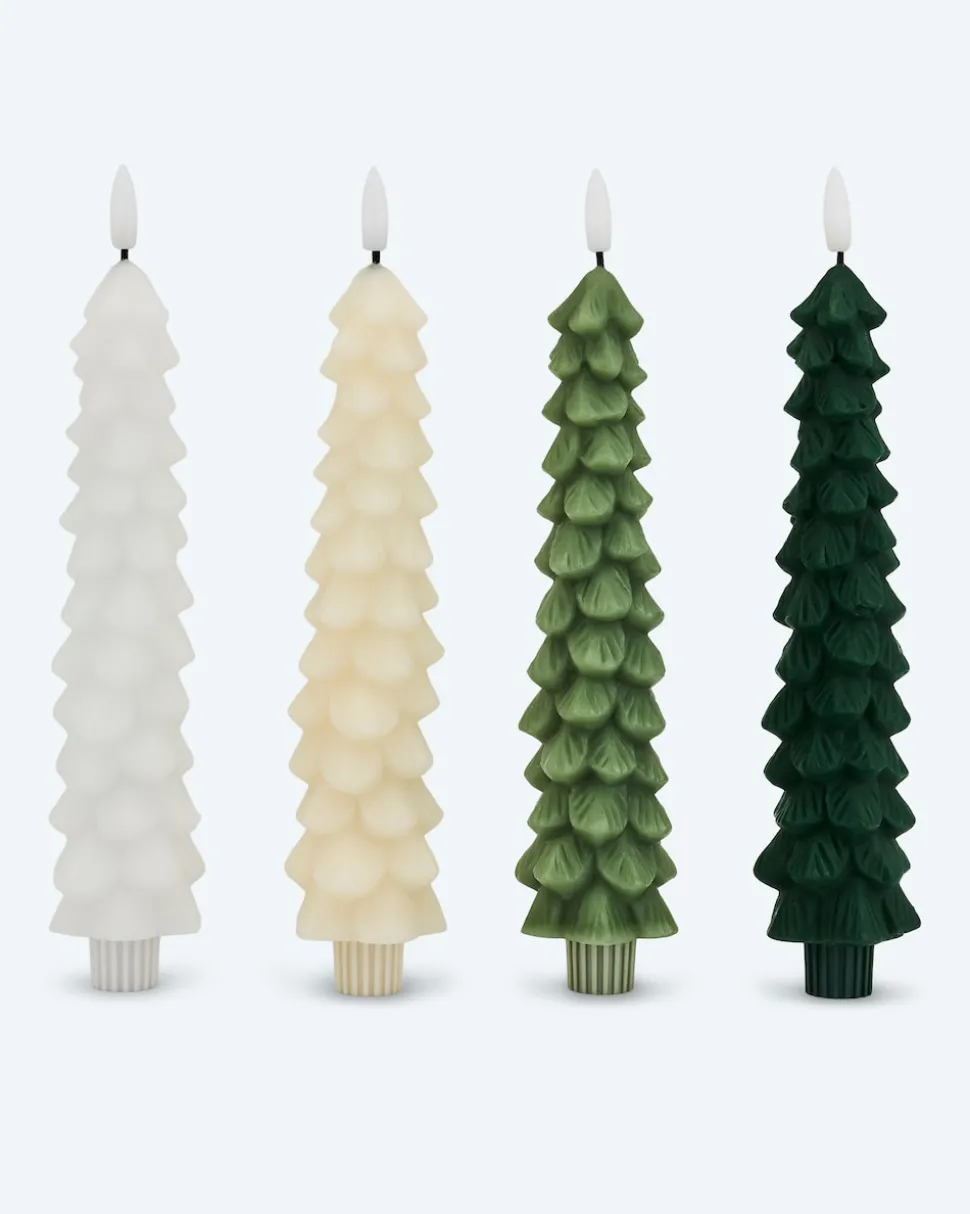 LED-Stabkerzen im Tannenbaumdesign, 4tlg.