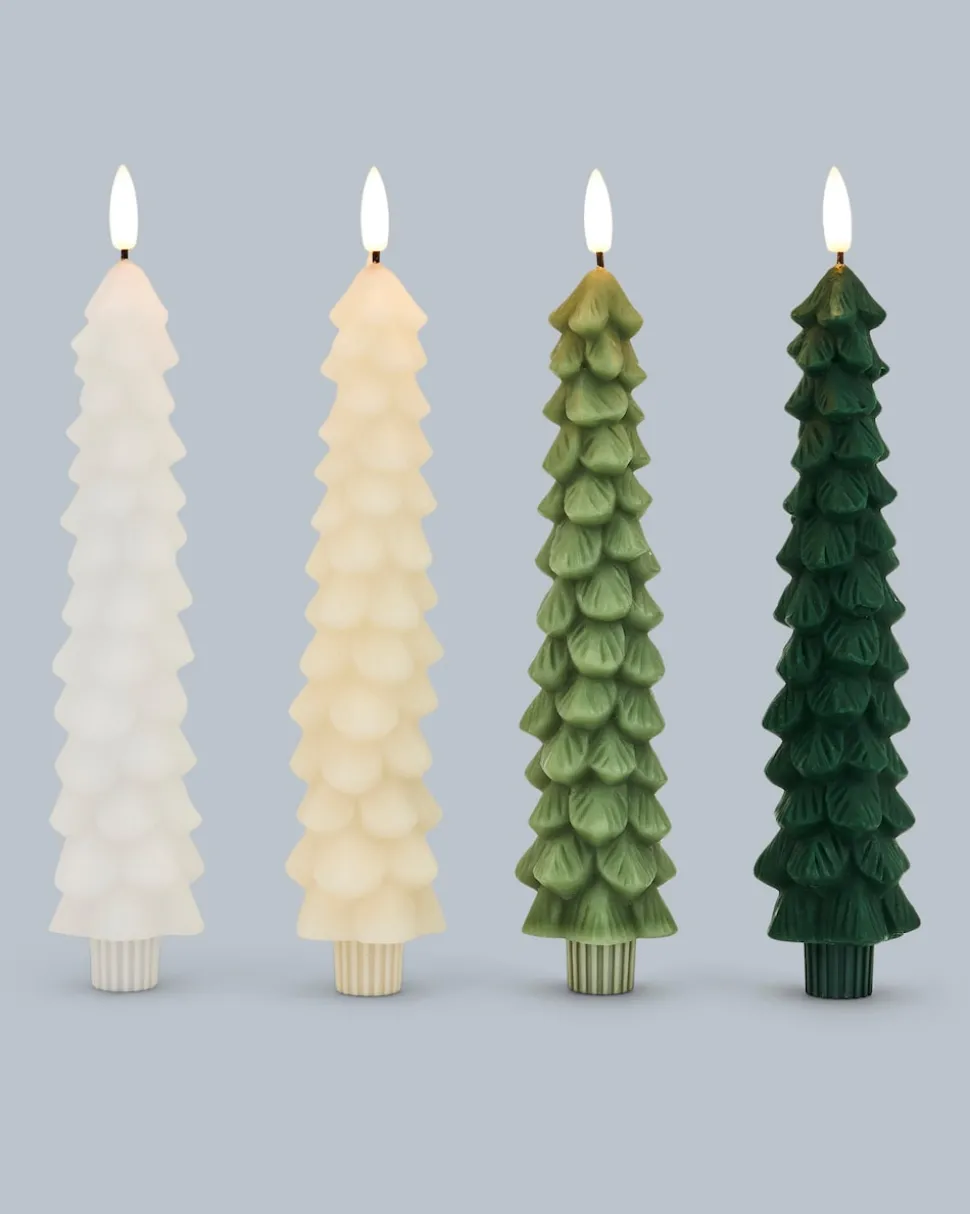 LED-Stabkerzen im Tannenbaumdesign, 4tlg.