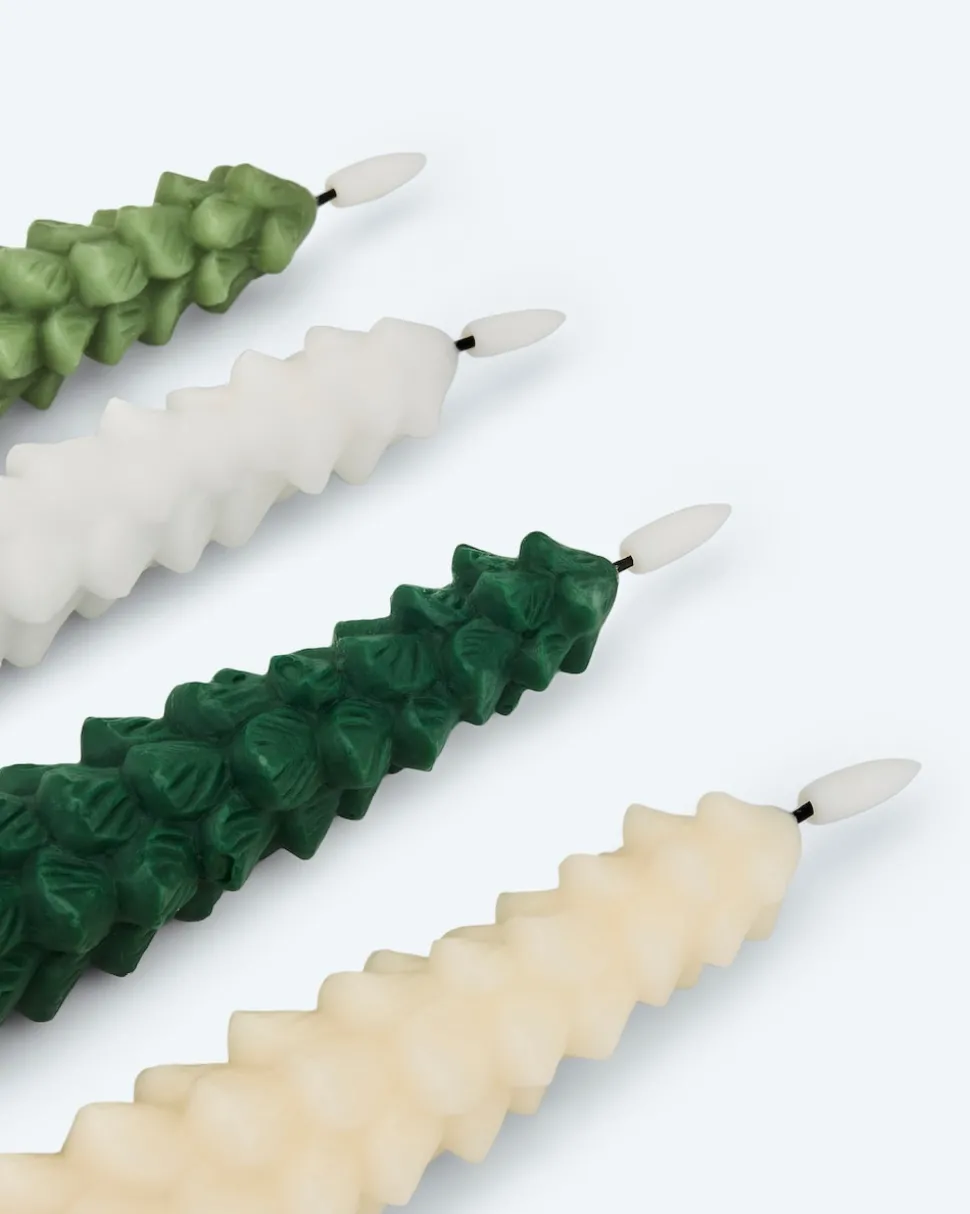 LED-Stabkerzen im Tannenbaumdesign, 4tlg.