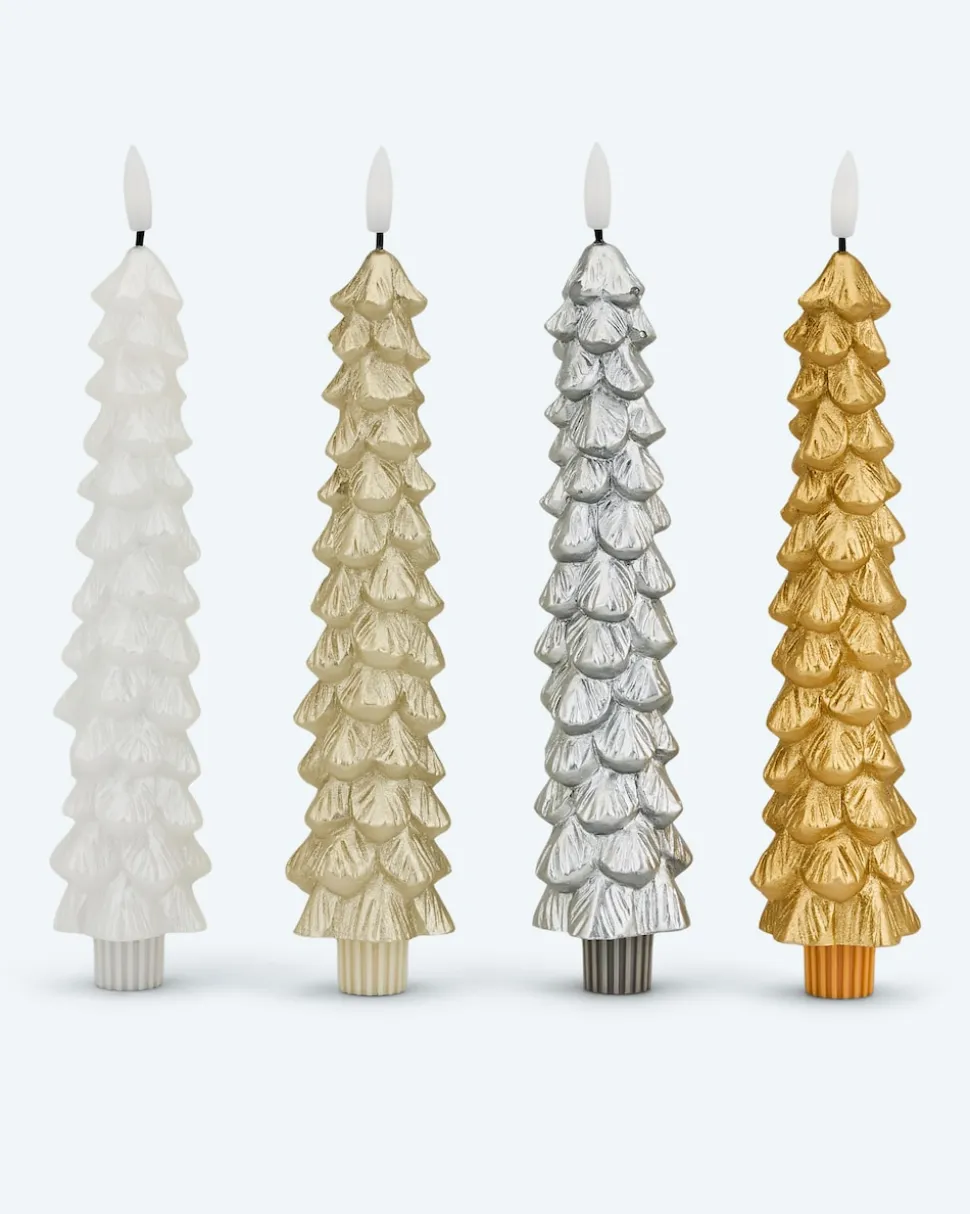 LED-Stabkerzen im Tannenbaumdesign, 4tlg.