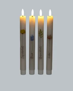 4 LED-Stabkerzen mit Spruch in Geschenkbox