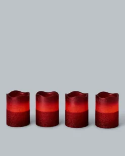 LED-Stumpenkerzen in Metallic-Glitzer, 4tlg.