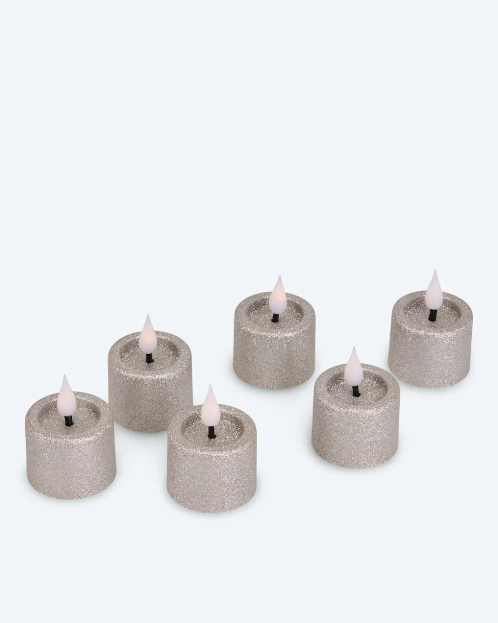 LED-Teelichter "Glitzer", 6tlg.